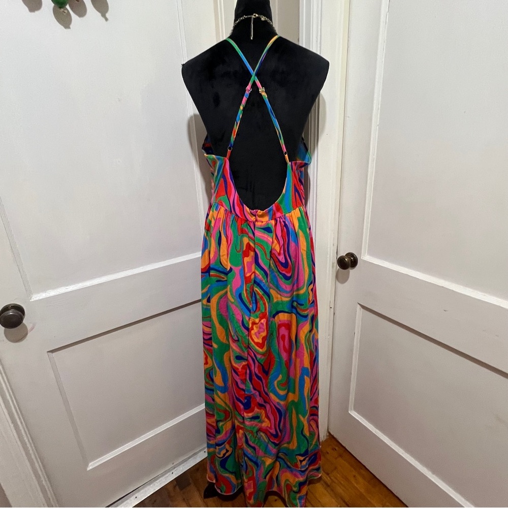 SHEIN Colorful Swirl Backless Dress Womens XL - Picture 10 of 16
